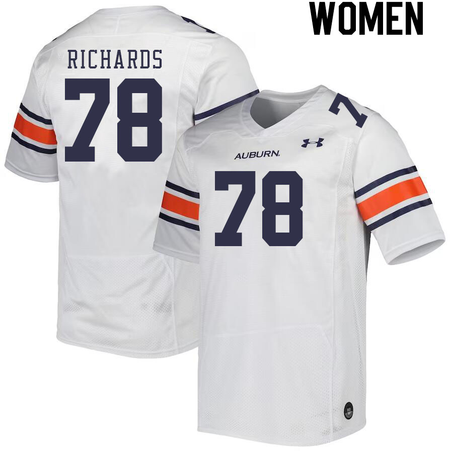 Women #78 Evan Richards Auburn Tigers College Football Jerseys Stitched-White - Click Image to Close